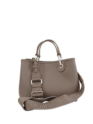 Borsa Emporio Armani in ecopelle taupe effetto martellato con tracolla in DONNA