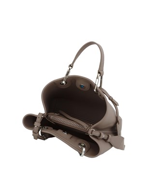 Borsa Emporio Armani in ecopelle taupe effetto martellato con tracolla in DONNA