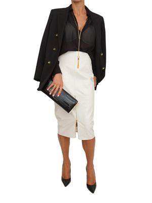 Gonna bianca Elisabetta Franchi ecopelle avorio stampa cocco e zip oro in DONNA