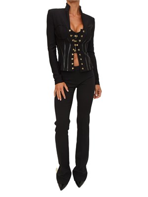 Pantaloni Elisabetta Franchi in crêpe leggero nero in DONNA