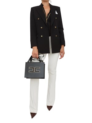 Pantaloni Elisabetta Franchi in crêpe leggero bianco latte in DONNA