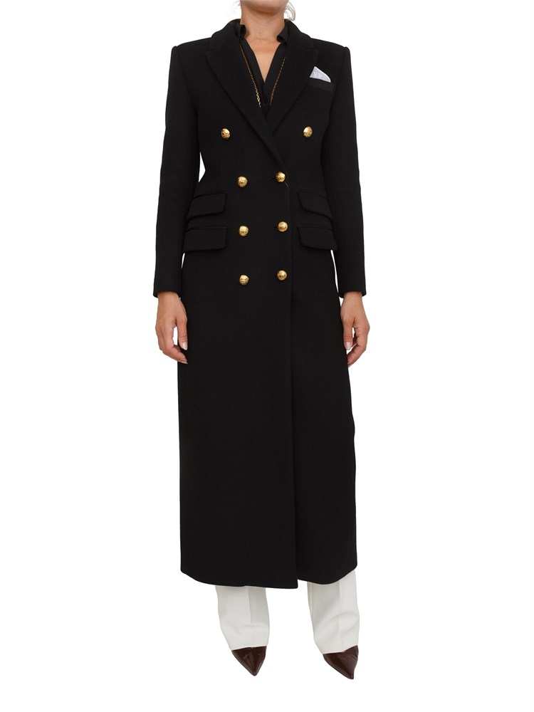 Cappotto Elisabetta Franchi in panno di lana nera modello gendarmerie