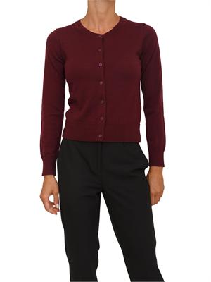 Cardigan Anna Molinari modello aderente cropped in misto lana bordeaux in DONNA