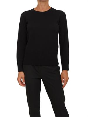 Maglia donna Anna Molinari in misto lana nera con bordi a costine in DONNA