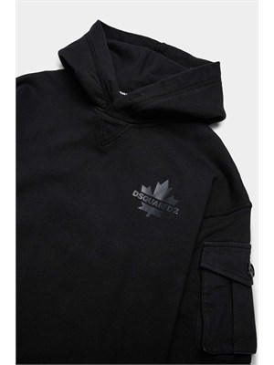 DSQUARED2 JUNIOR Felpa Dsquared2 Kids nero con cappuccio in BAMBINO