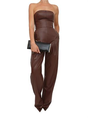 Tuta bustier Elisabetta Franchi con texture nappata marrone in DONNA