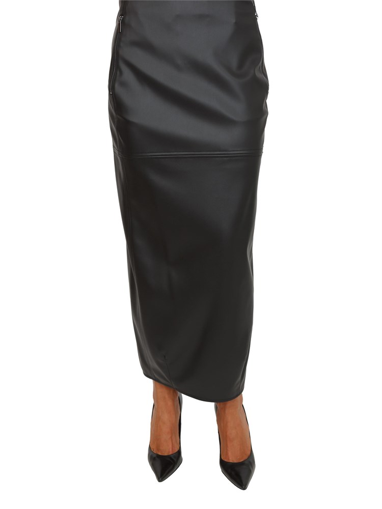 Gonna a tubino Max Mara MM effetto nappa nera