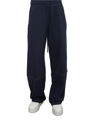 Pantalone tuta Max Mara MM in jersey di cotone blu con cuciture a contrasto in DONNA