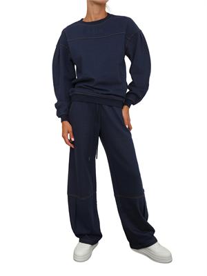 Pantalone tuta Max Mara MM in jersey di cotone blu con cuciture a contrasto in DONNA