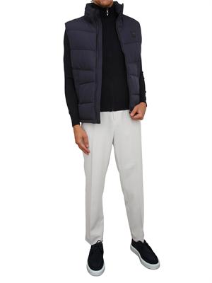 Maglia Antony Morato slim fit in misto viscosa blu con patch logata e zip in UOMO