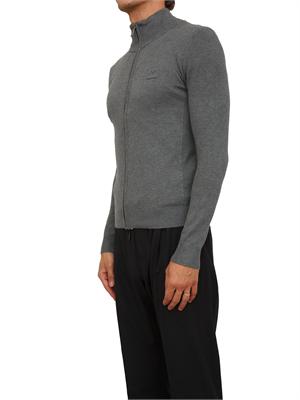 Maglia Antony Morato slim fit in misto viscosa grigia con patch logata e zip in UOMO