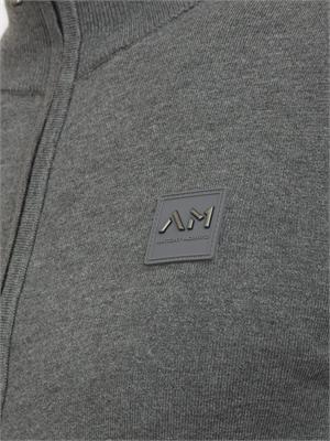 Maglia Antony Morato slim fit in misto viscosa grigia con patch logata e zip in UOMO