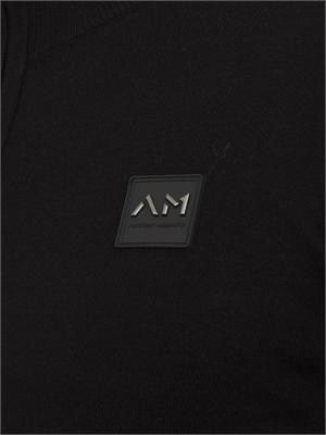 Maglia Antony Morato slim fit in misto viscosa nera con patch logata e zip in UOMO