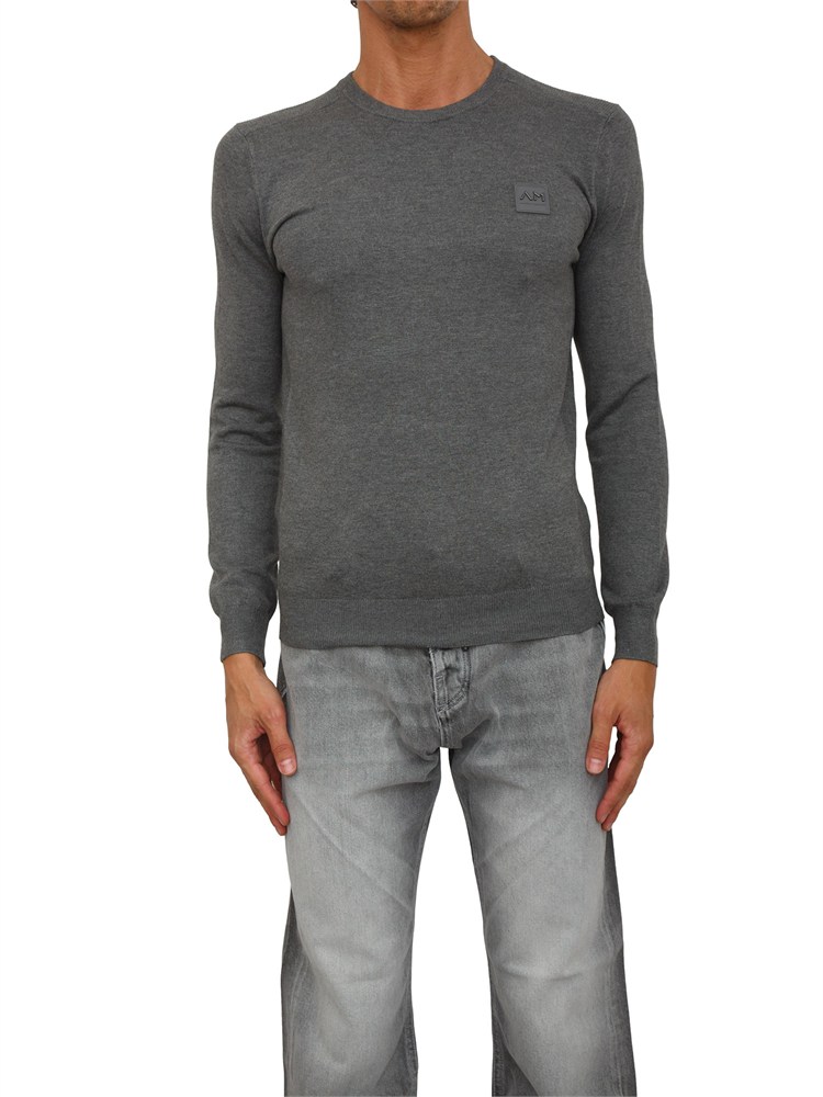 Maglia Antony Morato slim fit in misto viscosa grigio con patch logata