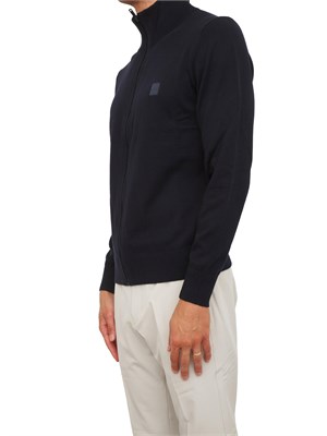 Maglia giubbotto Boss uomo in misto cotone e cashmere blu in UOMO