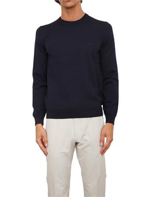 Maglia girocollo Boss in lana vergine blu in UOMO