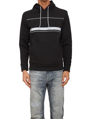 Felpa cappuccio Boss uomo in misto cotone nero in UOMO