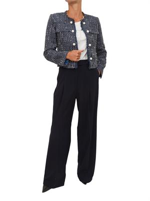 Giacca monopetto Liu Jo donna in bouclÉ blu con perle in DONNA