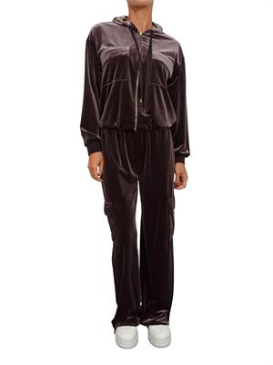 Pantaloni tuta Liu Jo donna in ciniglia stretch marrone con tasche cargo in DONNA