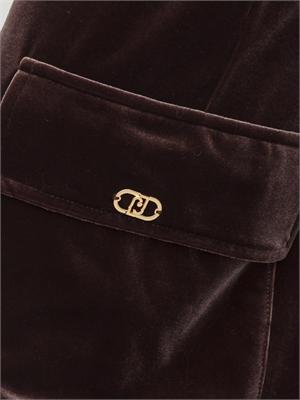 Pantaloni tuta Liu Jo donna in ciniglia stretch marrone con tasche cargo in DONNA