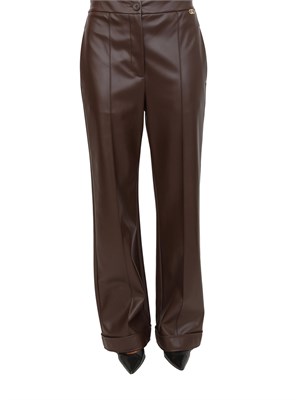 Pantaloni Liu Jo donna in tessuto spalmato effetto pelle marrone in DONNA