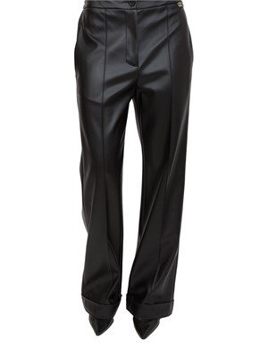 Pantaloni Liu Jo donna in tessuto spalmato effetto pelle nera in DONNA