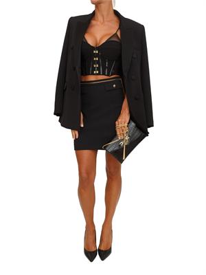 Gonna Elisabetta Franchi in doppio crêpe nero con catena gioiello in DONNA