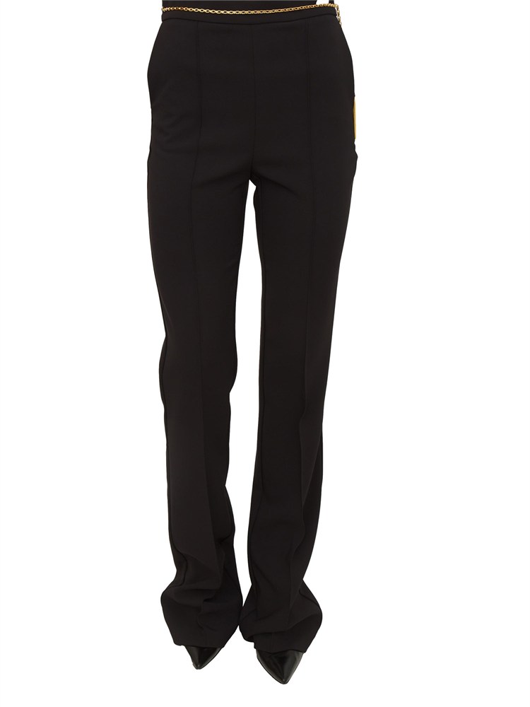 Pantaloni Elisabetta Franchi in crêpe nero con cintura gioiello