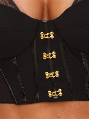 Top Elisabetta Franchi in neoprene nero con dettagli corsetto in DONNA