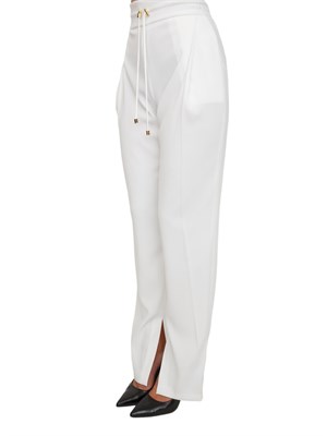 Pantaloni Elisabetta Franchi in crêpe avorio con coulisse in DONNA