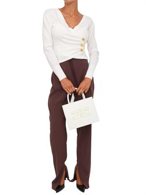Pantaloni Elisabetta Franchi in crêpe bordeaux con coulisse in DONNA