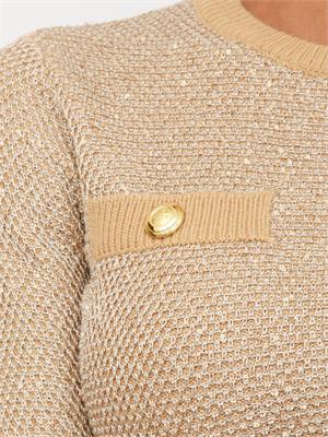 Top Elisabetta Franchi in maglia cammello con paillettes in DONNA