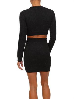 Top Elisabetta Franchi in maglia nera con paillettes in DONNA