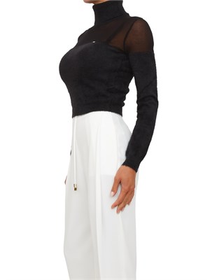 Dolcevita Elisabetta Franchi in maglia nera con logo gioiello in DONNA