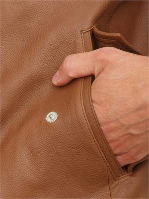 Giubbino uomo Boss in pelle marrone cognac in UOMO
