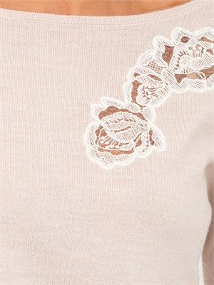 Maglia Blugirl in lana e pizzo rosa in DONNA