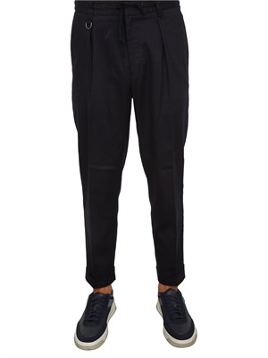 Pantalone chino Paolo Pecora in gabardina blu con coulisse in UOMO