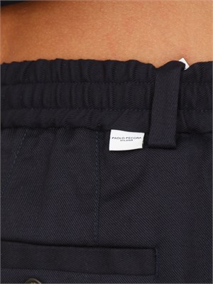 Pantalone chino Paolo Pecora in gabardina blu con coulisse in UOMO
