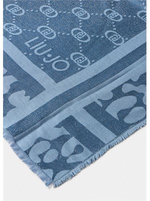 Stola Liu Jo in viscosa e lurex azzurra logo monogram in DONNA