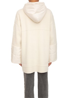 Cappotto Blugirl in lana avorio e duchesse con ricamo e cristalli in DONNA