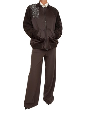 Bomber Blugirl in maglia e duchesse marrone con cristalli in DONNA