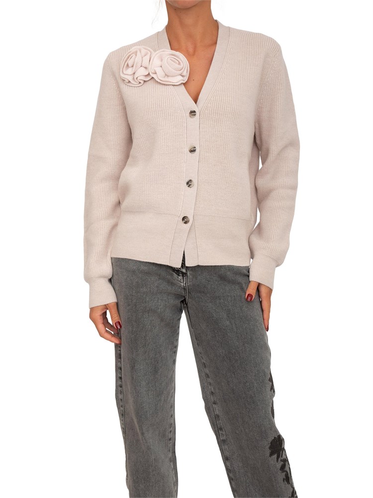 Cardigan Blugirl in lana cipria con rosa removibile