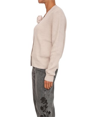 Cardigan Blugirl in lana cipria con rosa removibile in DONNA