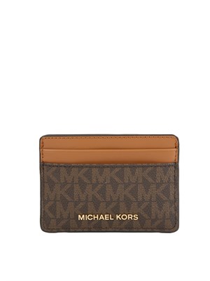 Porta carte Jet Set di Michael Michael Kors in pelle marrone logo in DONNA