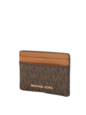 Porta carte Jet Set di Michael Michael Kors in pelle marrone logo in DONNA