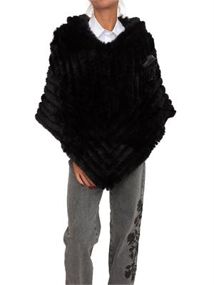 Poncho Blugirl in faux fur nero con spilla removibile in DONNA