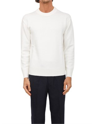 Maglia girocollo Paolo Pecora in lana merino bianca in UOMO