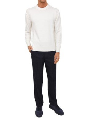 Maglia girocollo Paolo Pecora in lana merino bianca in UOMO