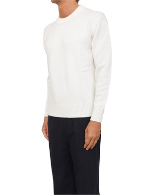Maglia girocollo Paolo Pecora in lana merino bianca in UOMO