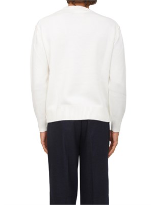Maglia girocollo Paolo Pecora in lana merino bianca in UOMO